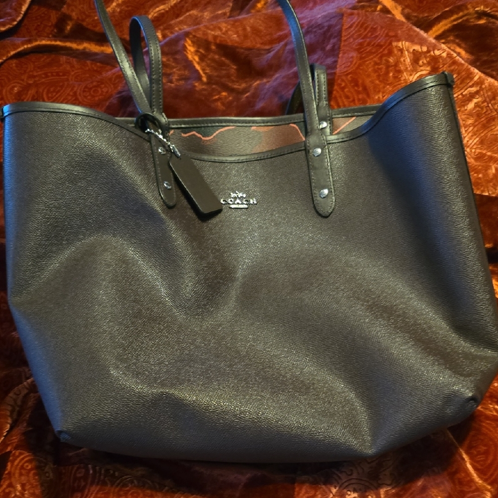 Coach Brown Textured Leather Tote